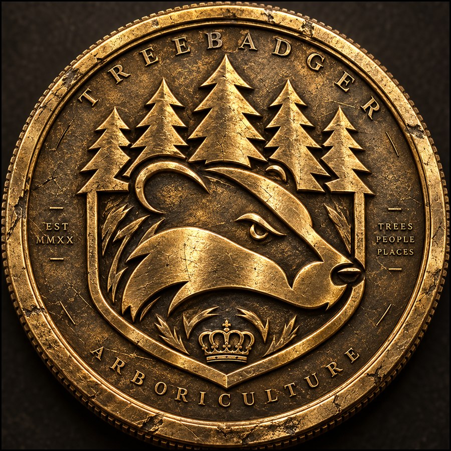 Treebadger gold coin emblem