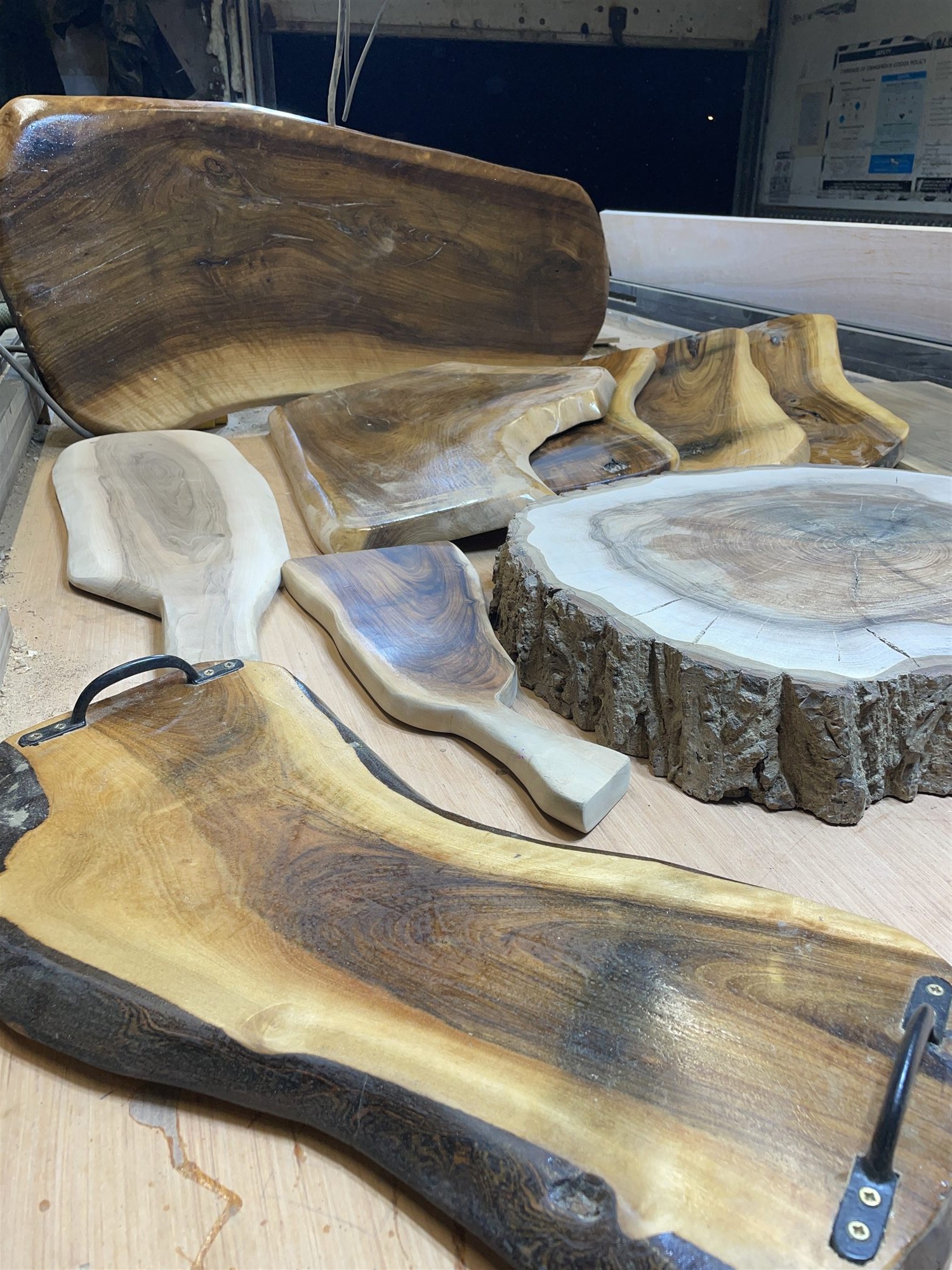 Walnut serving boards from a fallen walnut tree